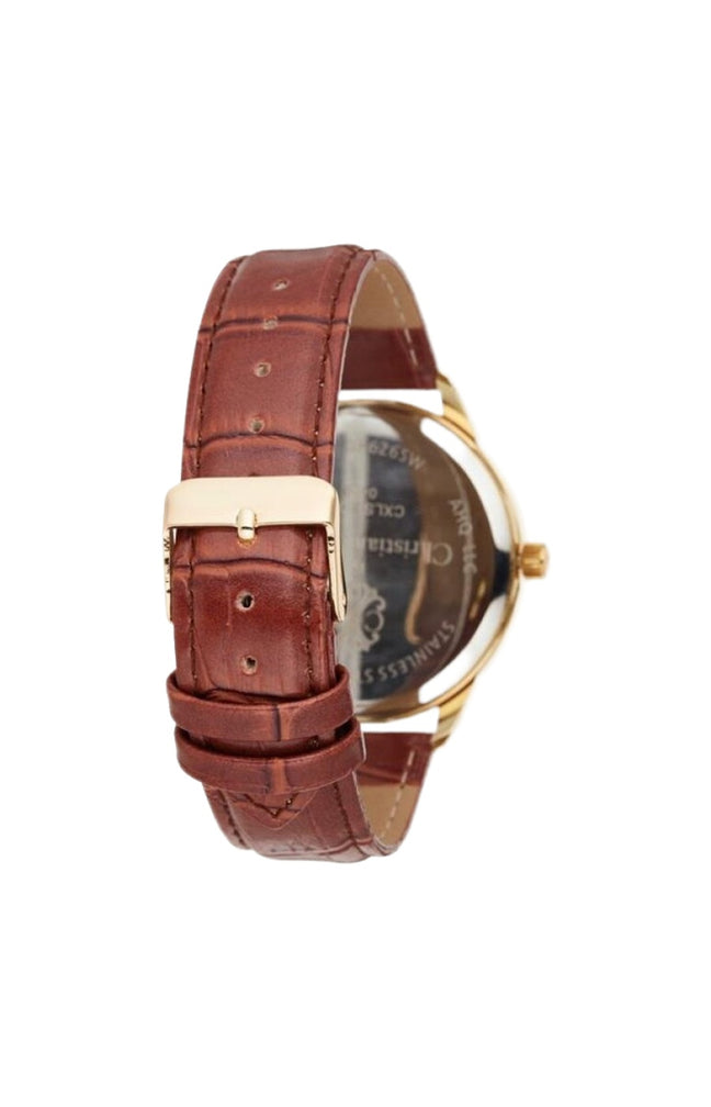 Montre - Polyuréthane marron & acier inoxydable doré - Homme