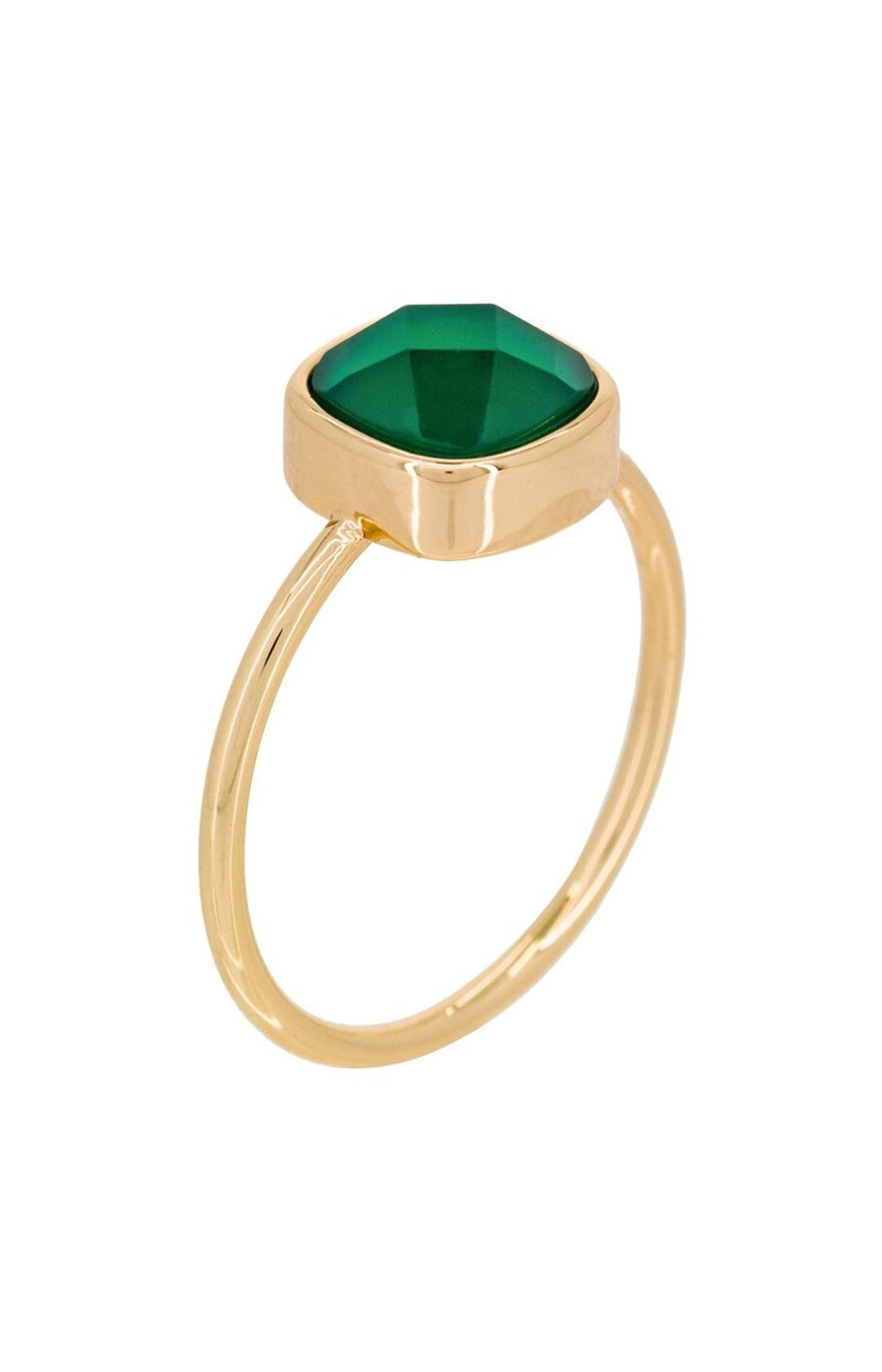 Bague Ella - Laiton doré & agate verte