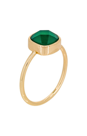 Bague Ella - Laiton doré & agate verte