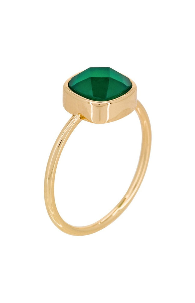 Bague Ella - Laiton doré & agate verte