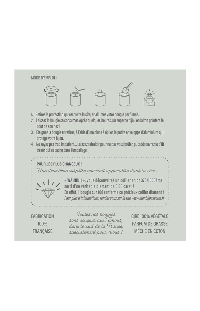 Bougie parfumée - Rose & framboise - Collier laiton doré - 40h