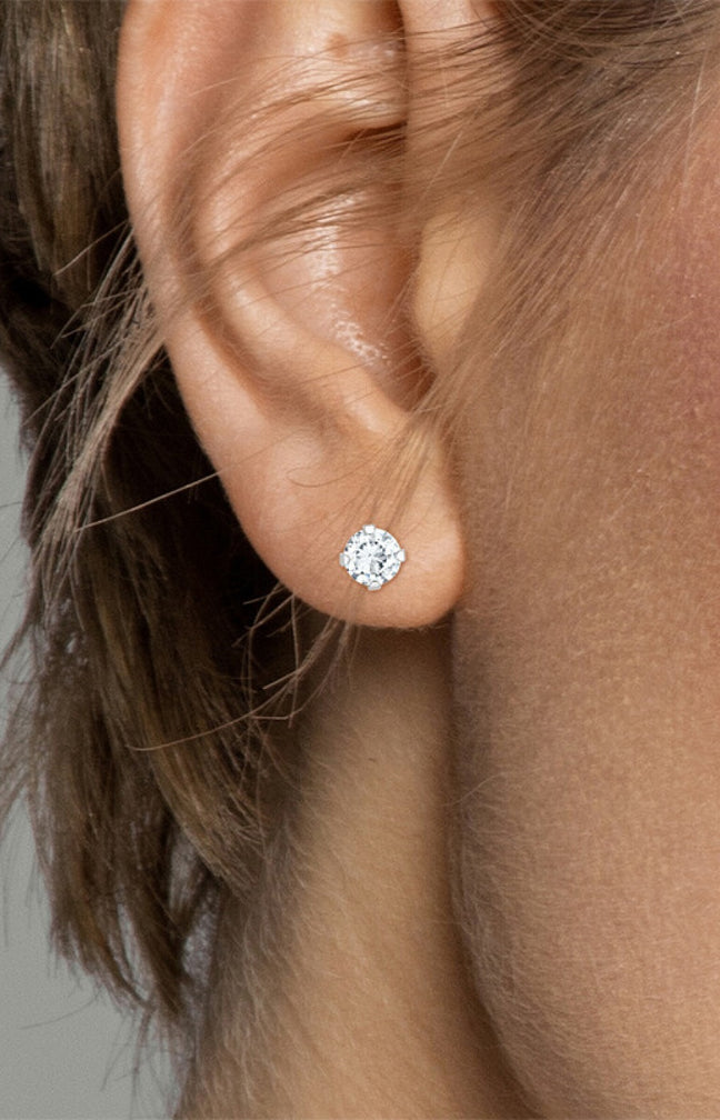 Lot de 6 paires de boucles d'oreilles - Cristaux - Argenté