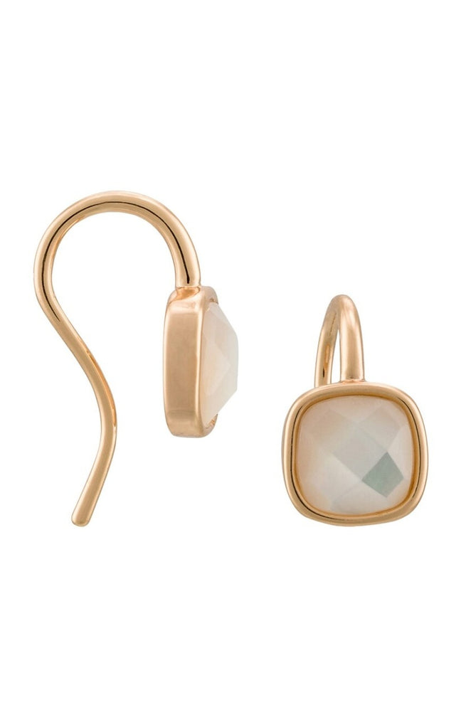 Boucles d'oreilles Ella - Laiton doré & quartz rose