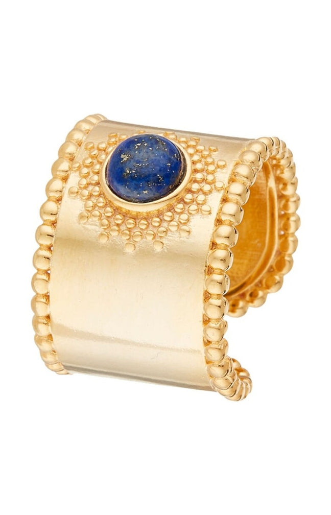 Bague ajustable - Laiton doré & lapis