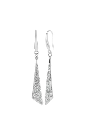 Boucles d'oreilles triangles - Laiton & zirconium - Argenté