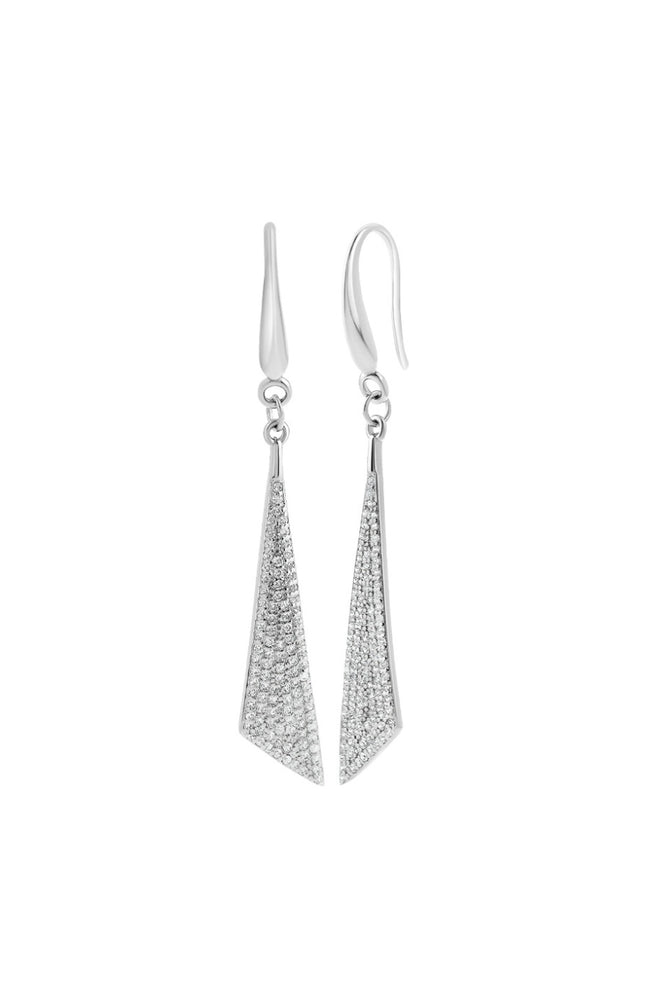 Boucles d'oreilles triangles - Laiton & zirconium - Argenté