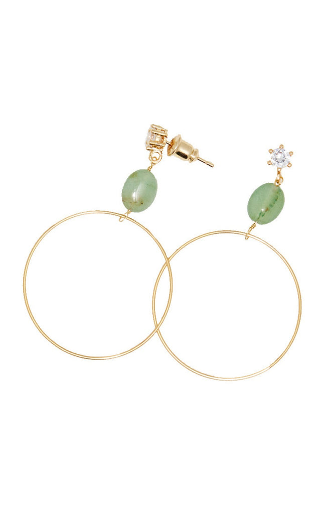 Boucles d'oreilles Evi - Laiton doré & aventurine verte