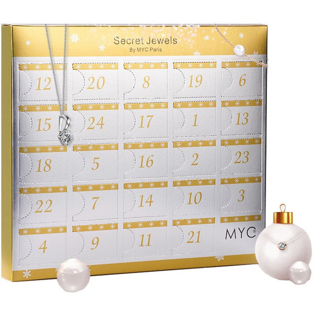 Calendrier de l'Avent - Miss Noël - laiton plaqué rhodium argenté & laiton plaqué or rose 18 k