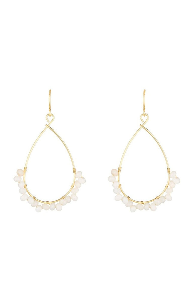Boucles d'oreilles Claudia - Laiton doré & jade rose