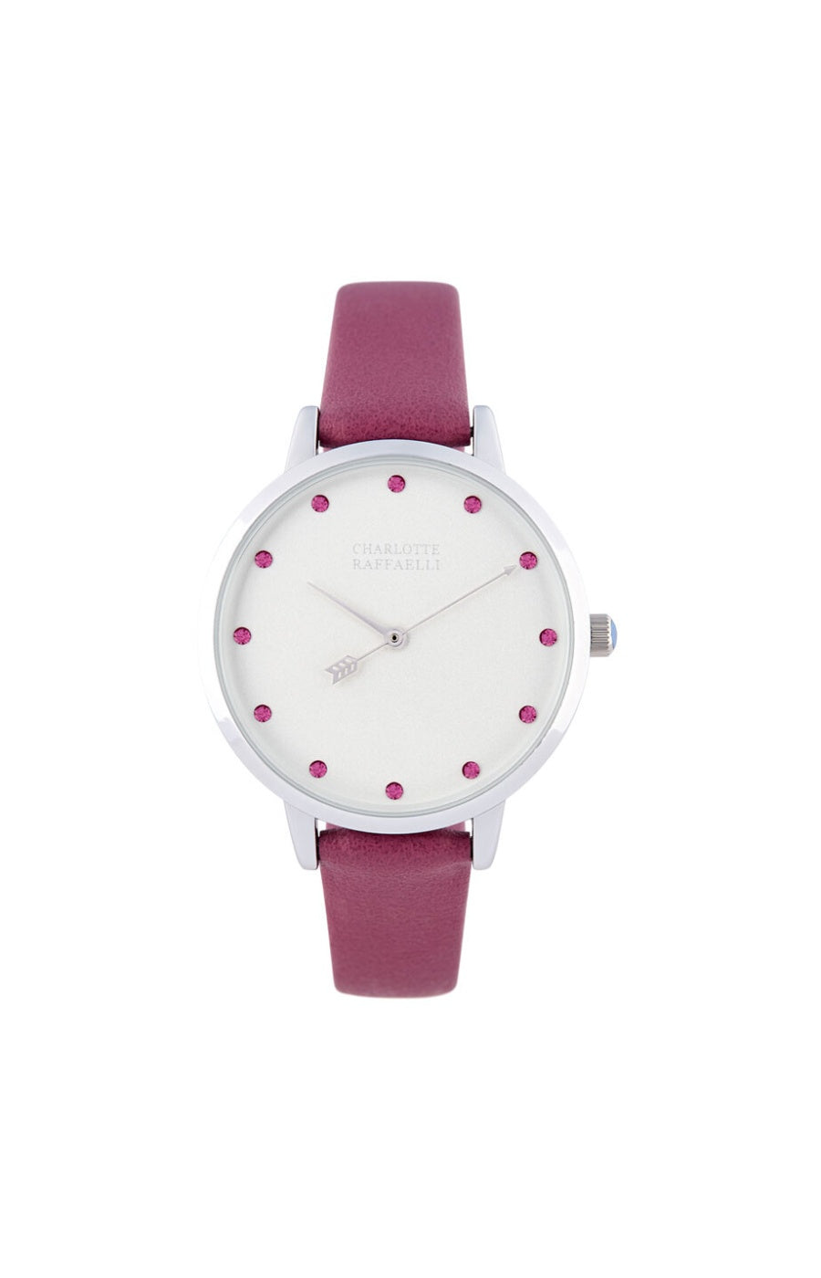 Montre - Cuir violet & argenté - Cadran blanc - 36 mm
