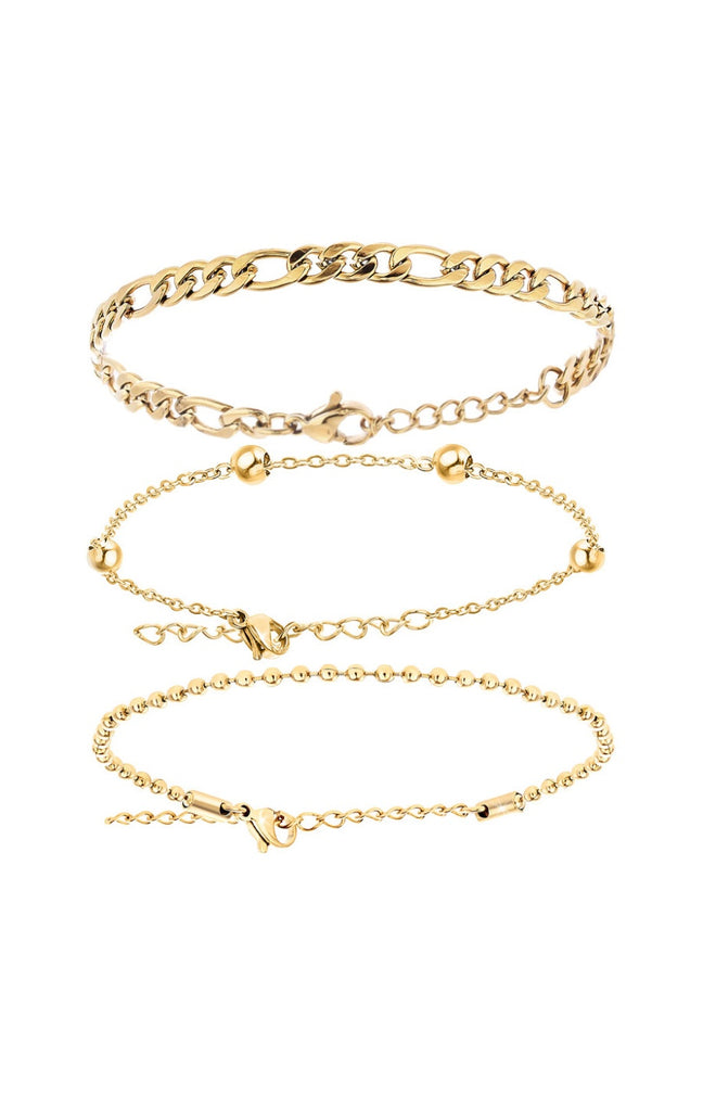 Trio bracelets Angèle M - Acier inoxydable - Doré