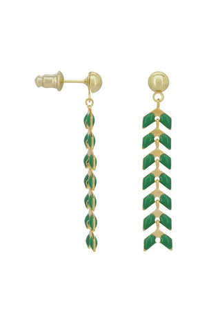 Boucles d'oreilles Laure - Laiton doré & époxy vert