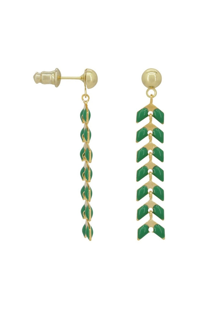 Boucles d'oreilles Laure - Laiton doré & époxy vert