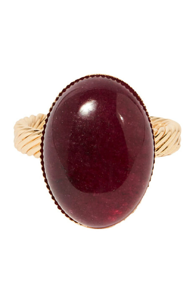 Bague ajustable Mare - Laiton doré & fluorite