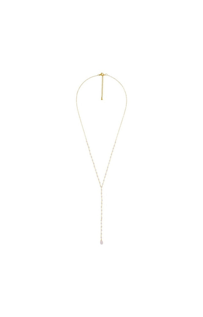 Collier Maria - Laiton doré & jade rose