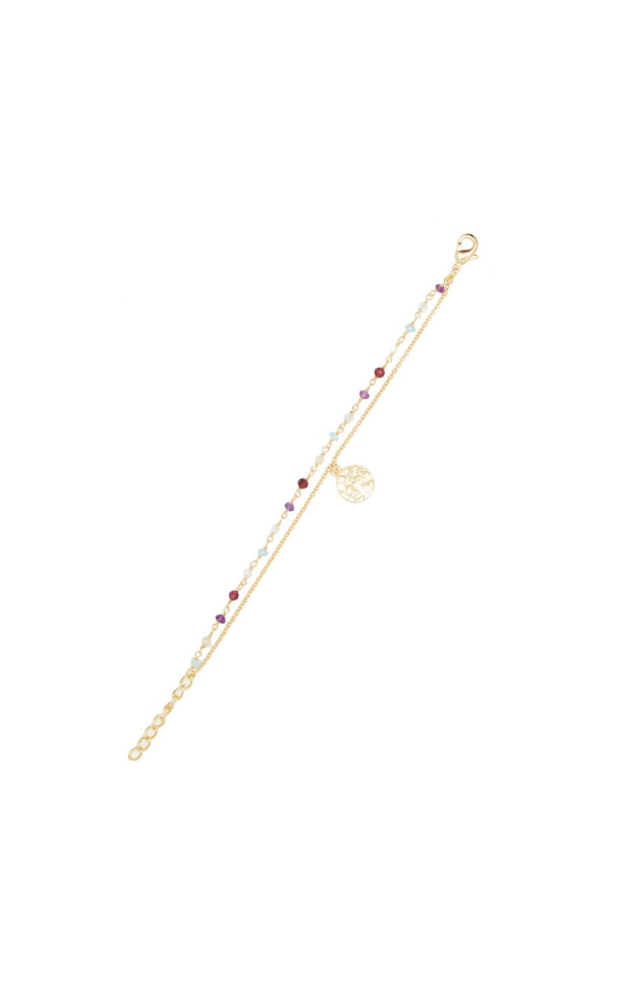 Bracelet Yehoudit - Laiton doré & multipierres
