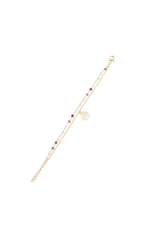 Bracelet Yehoudit - Laiton doré & multipierres