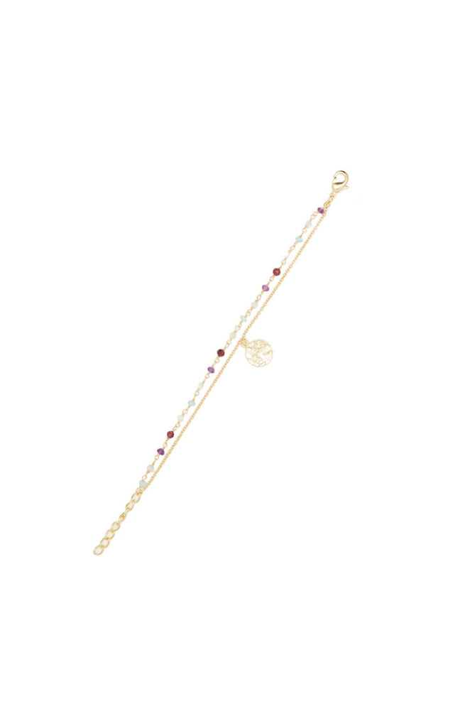 Bracelet Yehoudit - Laiton doré & multipierres