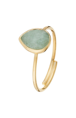 Bague ajustable - Laiton doré & aventurine verte