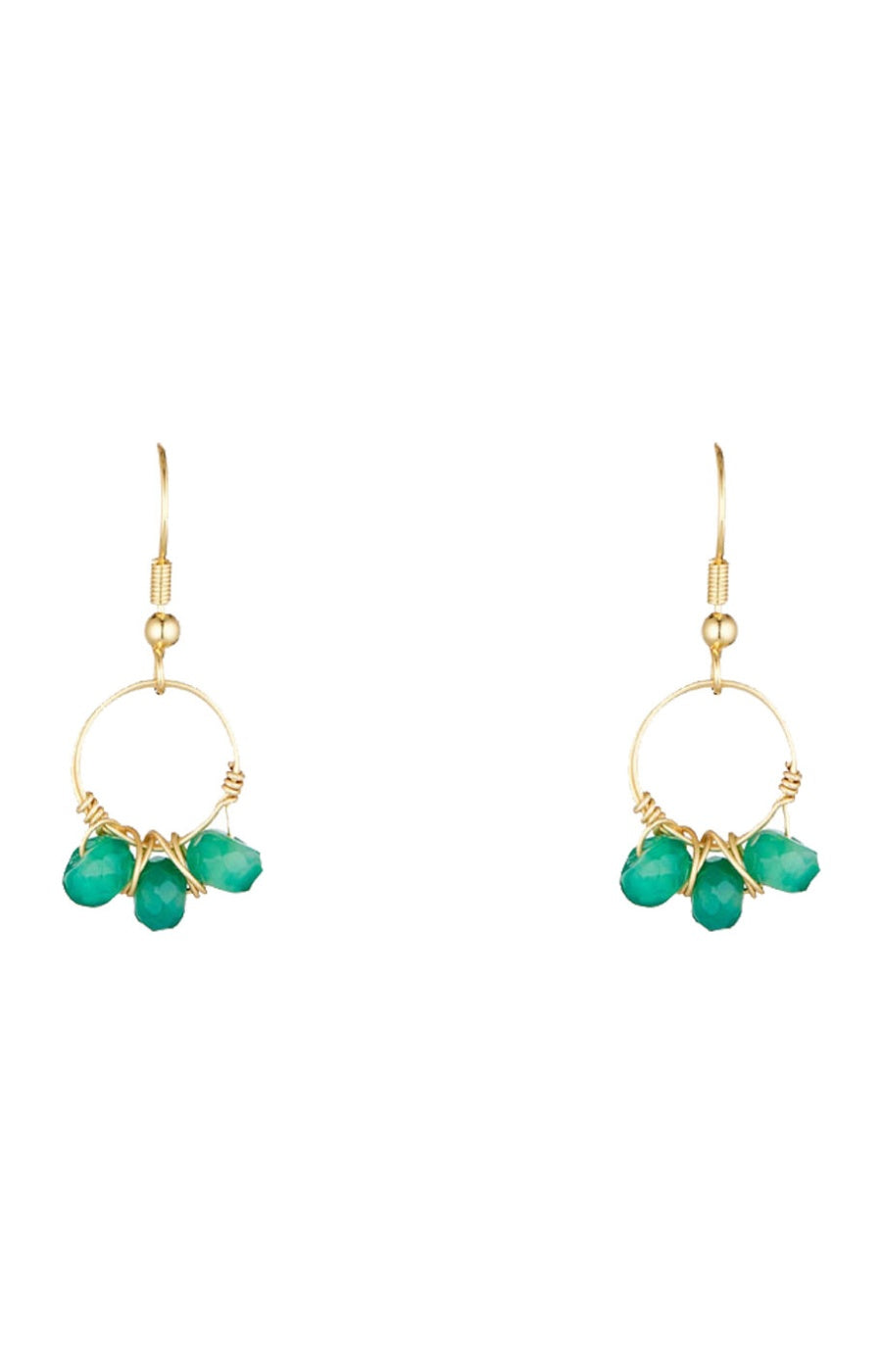 Boucles d'oreilles Suzi - Laiton doré & agate verte
