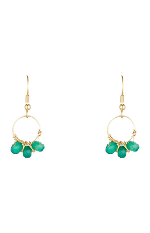Boucles d'oreilles Suzi - Laiton doré & agate verte