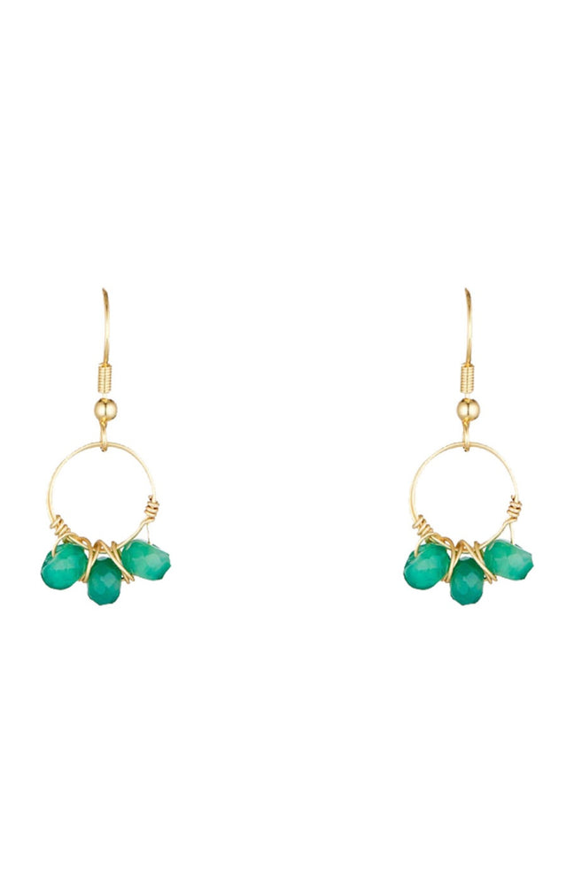 Boucles d'oreilles Suzi - Laiton doré & agate verte