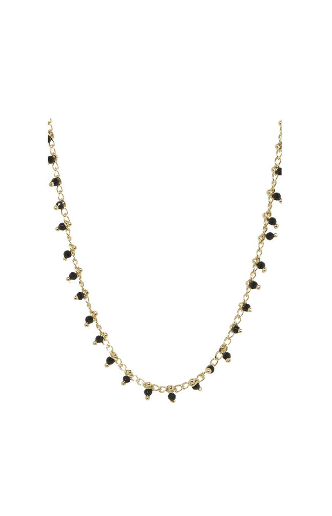 Collier Linn - Laiton doré & agate noire