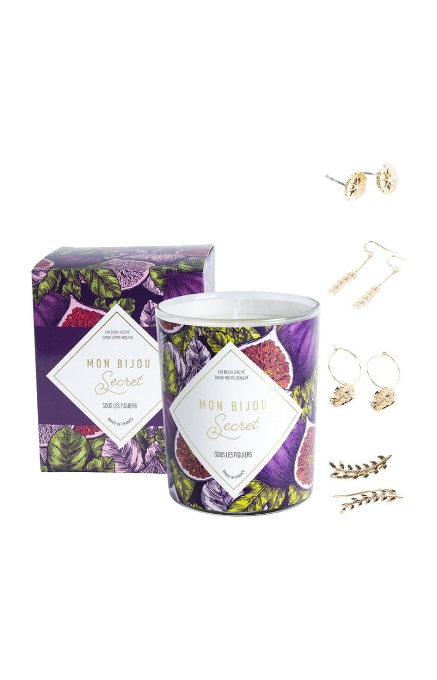 Bougie parfumée - Sous les figuiers - Boucles d'oreilles laiton doré - 40h