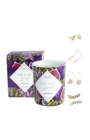 Bougie parfumée - Sous les figuiers - Boucles d'oreilles laiton doré - 40h