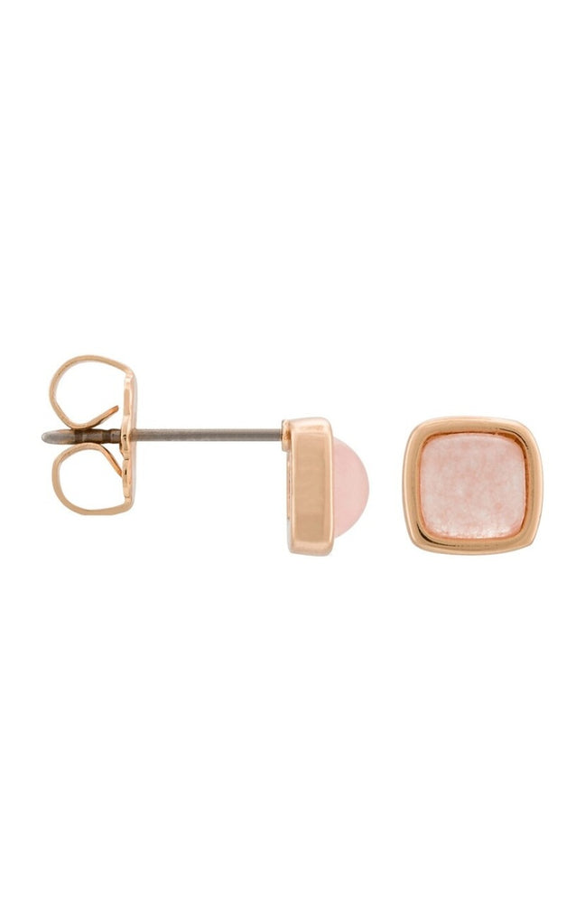 Boucles d'oreilles Lina - Laiton doré & quartz rose