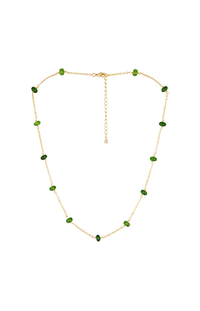 Collier Elisa - Laiton doré & jade verte