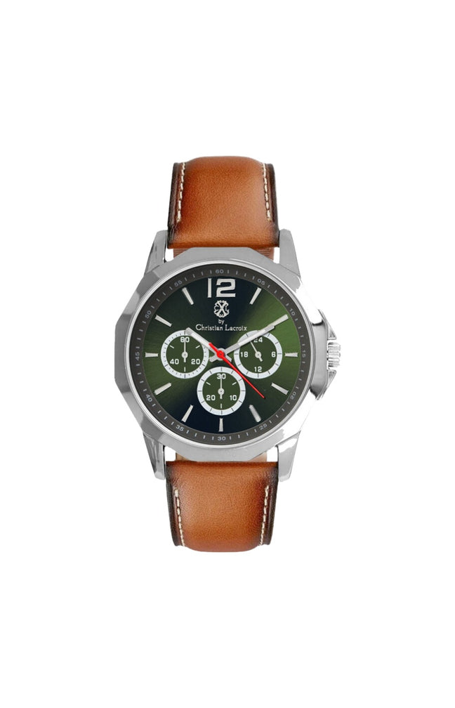 Montre - Polyuréthane camel & acier inoxydable argenté - Homme