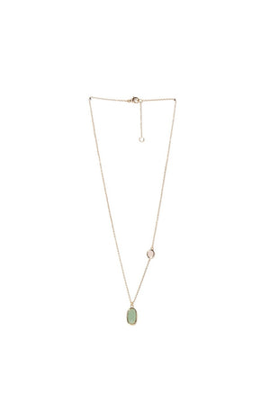Collier Inés - Laiton doré, aventurine & quartz