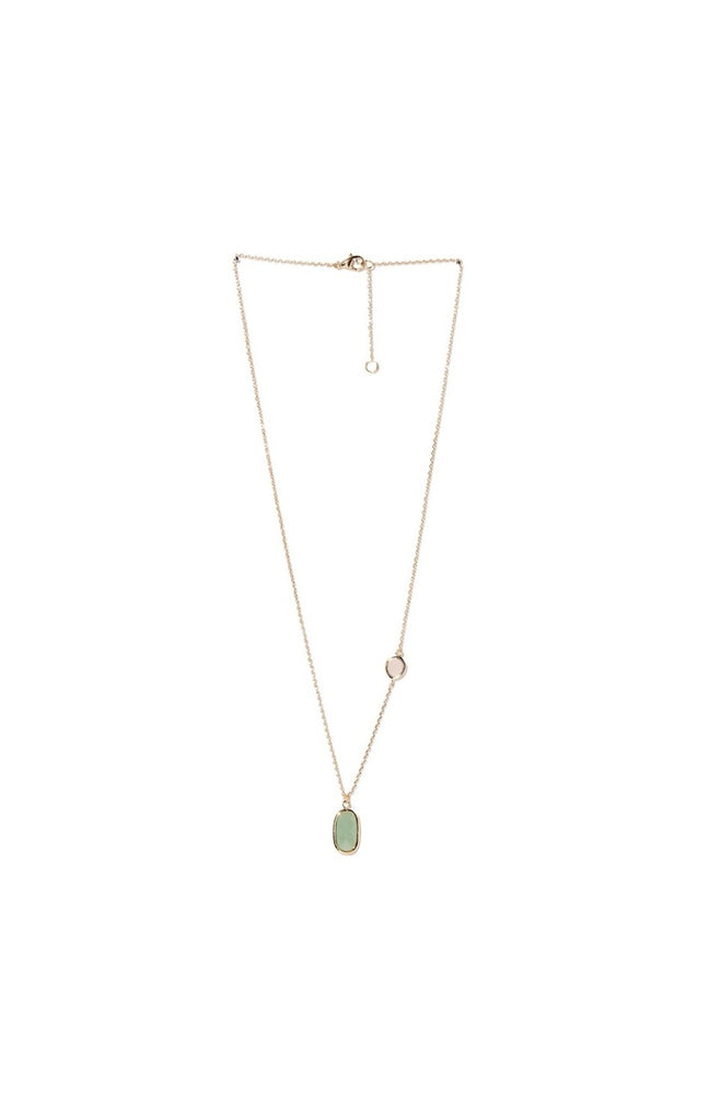 Collier Inés - Laiton doré, aventurine & quartz