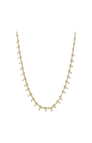 Collier Linn - Laiton doré & agate blanche