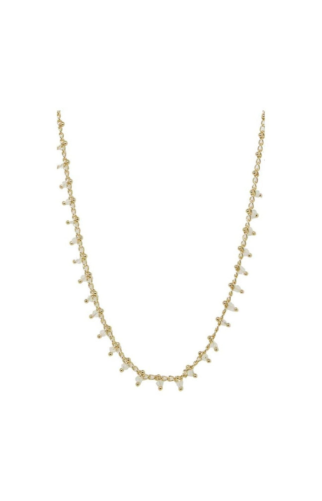Collier Linn - Laiton doré & agate blanche