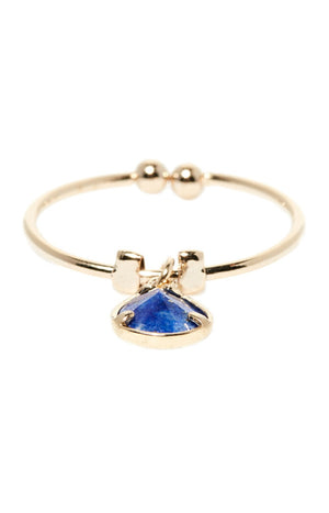 Bague ajustable Louise - Laiton doré & lapis
