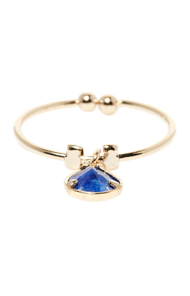 Bague ajustable Louise - Laiton doré & lapis