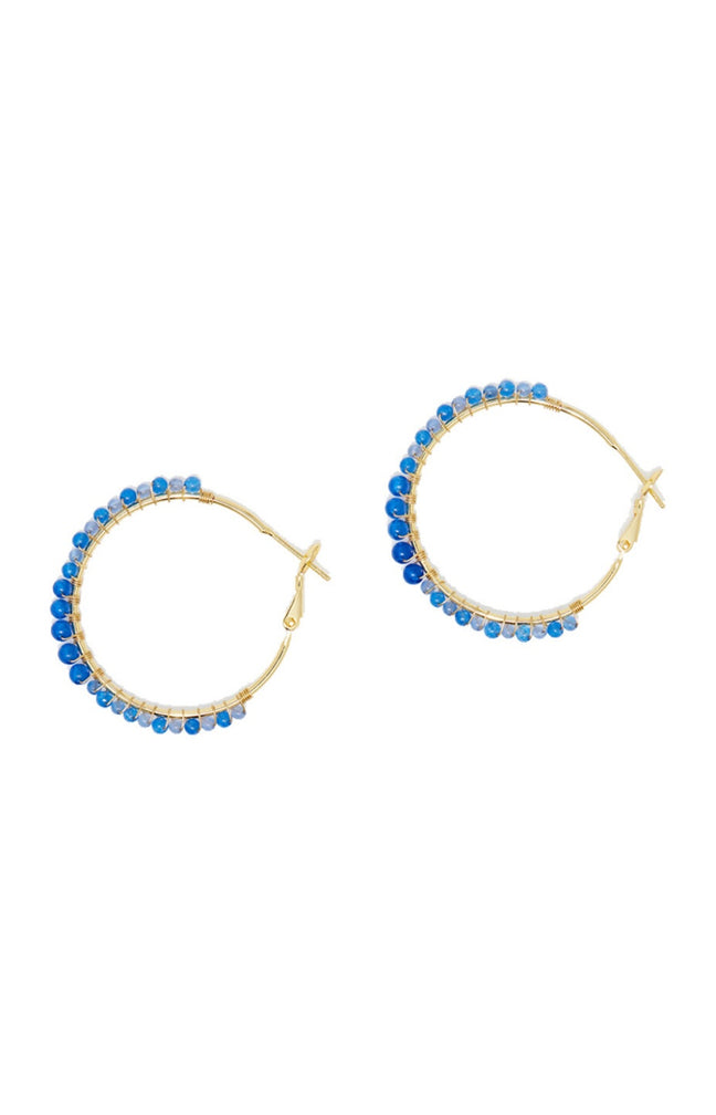 Boucles d'oreilles Malis - Laiton doré & jade bleue