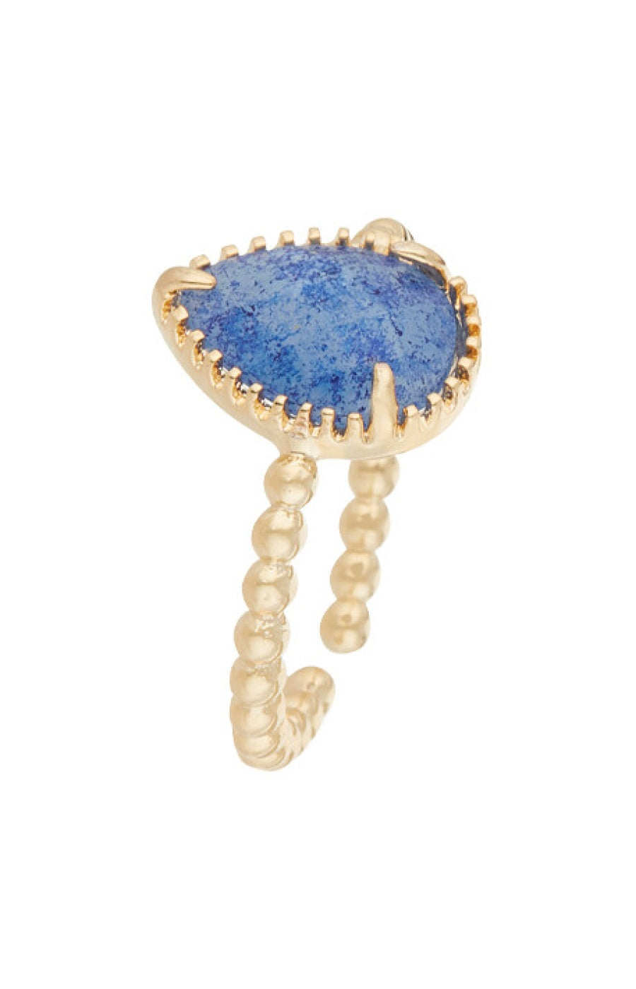 Bague ajustable Rafaëli - Laiton doré & aventurine bleue
