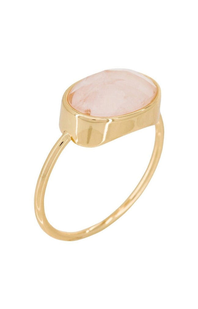 Bague Lisa - Laiton doré & quartz rose