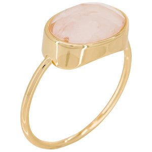 Bague Lisa - Laiton doré & quartz rose