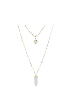 Collier Gloriana - Laiton doré, agate & amazonite