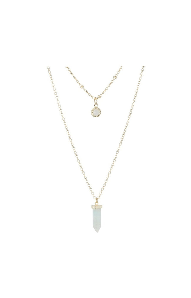Collier Gloriana - Laiton doré, agate & amazonite
