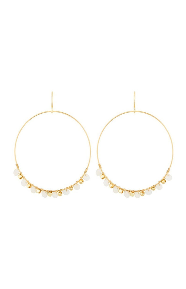 Boucles d'oreilles Cruz - Laiton doré & white pine
