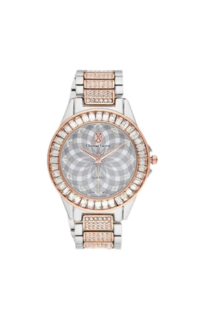 Montre à quartz en acier - Argenté & rose gold
