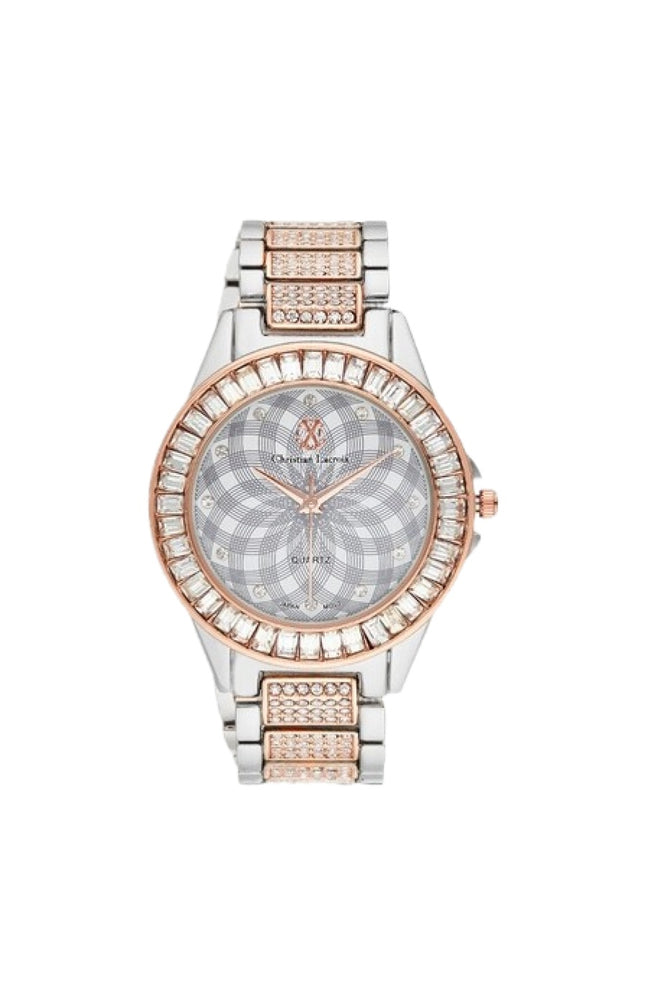 Montre à quartz en acier - Argenté & rose gold