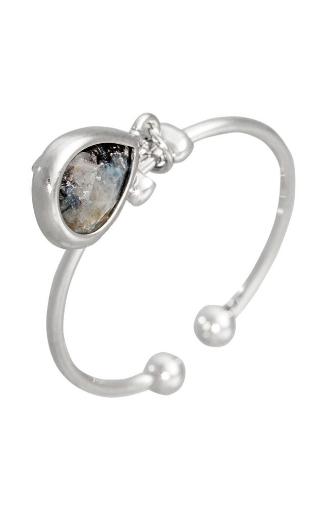 Bague ajustable Louise - Laiton & labradorite