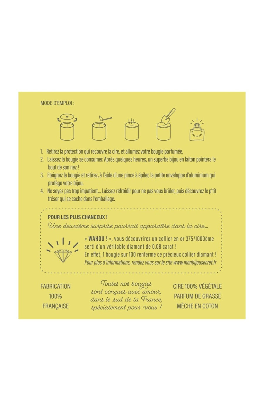 Bougie parfumée - Zeste d'agrumes - Collier laiton argenté - 40h