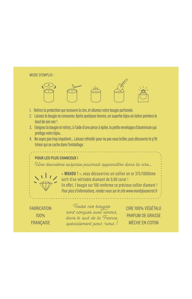 Bougie parfumée - Zeste d'agrumes - Collier laiton argenté - 40h